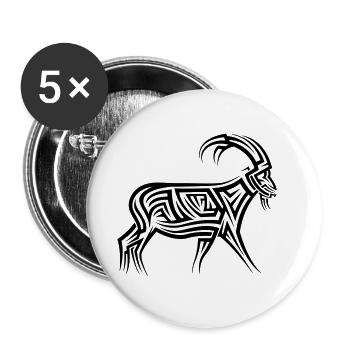 Bergziege Tribal Tattoo - Buttons groß 56 mm (5er Pack) - Weiß - Vorne