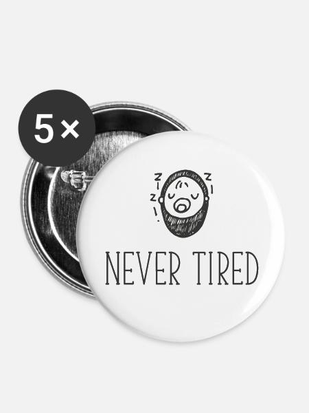 Never Tired Baby zzz - Buttons groß 56 mm (5er Pack) - Weiß