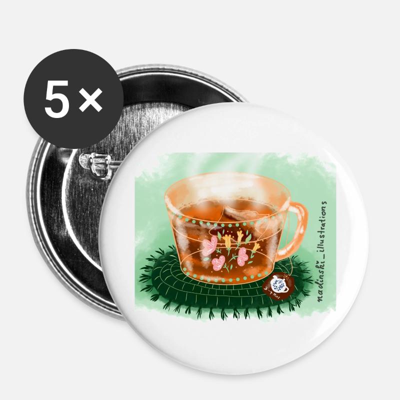 Tea break - Buttons large 2.2''/56 mm (5-pack) - white
