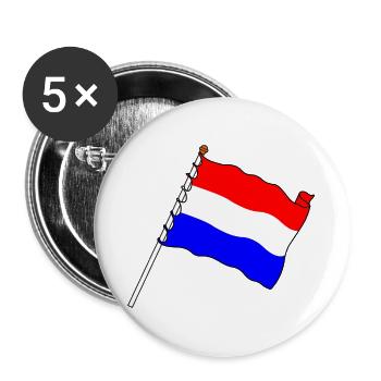 Drapeau Pays-Bas - Lot de 5 grands badges (56 mm) - blanc - Devant