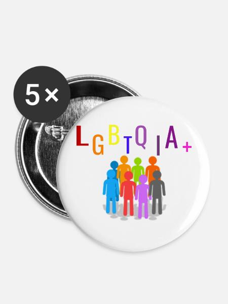 LGBTQIA+ - Buttons groß 56 mm (5er Pack) - Weiß
