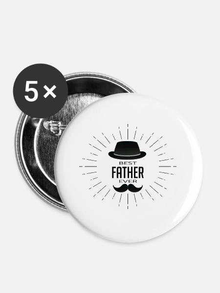 Bester Vater aller Zeiten - Buttons groß 56 mm (5er Pack) - Weiß
