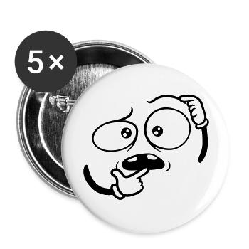 Zweifelnd Hand Geste Gesicht - Buttons groß 56 mm (5er Pack) - Weiß - Vorne