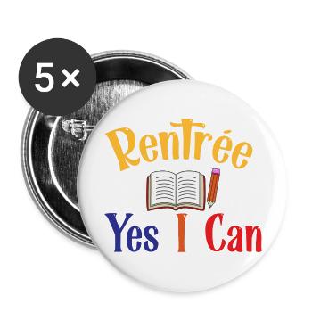 Back to school - Buttons large 2.2''/56 mm (5-pack) - white - Front