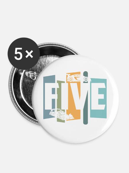 Fünf Jahre alt - Buttons groß 56 mm (5er Pack) - Weiß