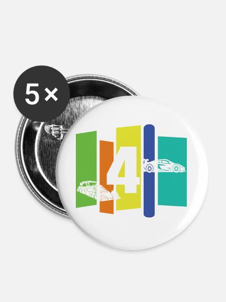 Kind vier Jahre alt - Buttons groß 56 mm (5er Pack) - Weiß