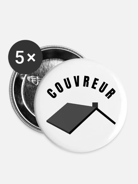 Dachdeckerkollektion - Beruf - Buttons groß 56 mm (5er Pack) - Weiß