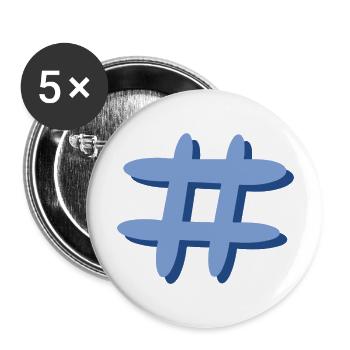 Hashtag - Buttons groß 56 mm (5er Pack) - Weiß - Vorne