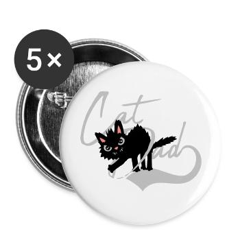 Cat Dad cool Design - Buttons groß 56 mm (5er Pack) - Weiß - Vorne