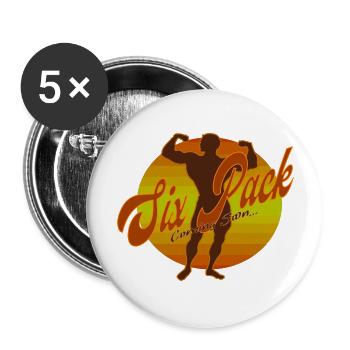 Six Pack à venir 25 - Lot de 5 grands badges (56 mm) - blanc - Devant