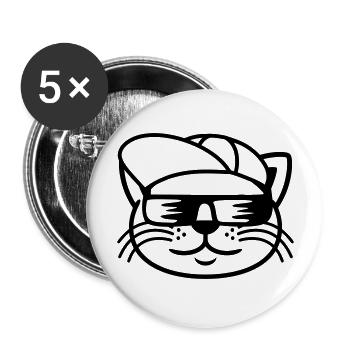 Cool Sunglasses Cat Face - Buttons large 2.2''/56 mm (5-pack) - white - Front
