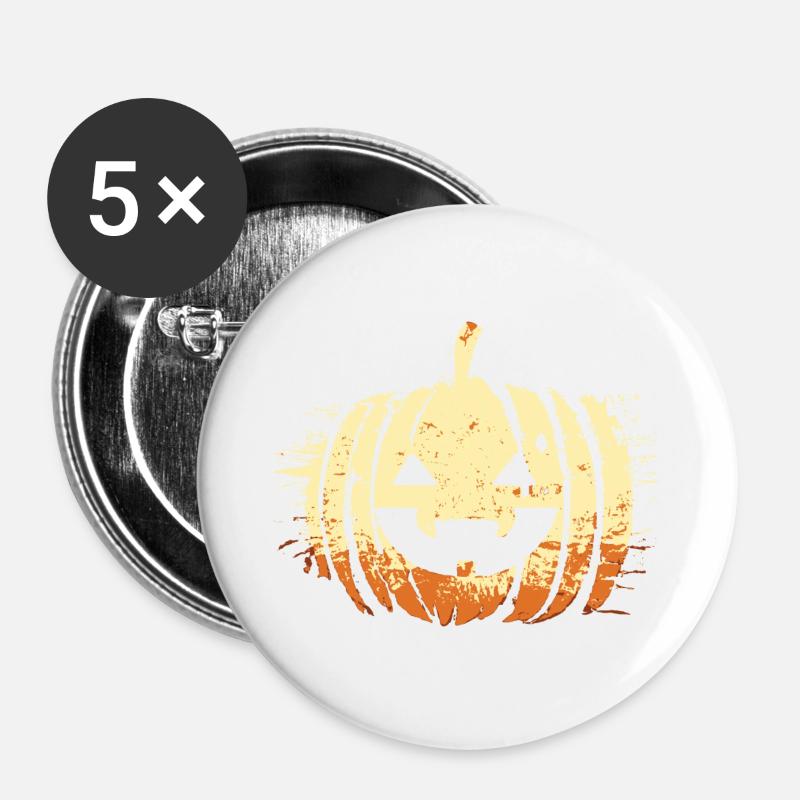 Halloween Pumpkin Head - Buttons large 2.2''/56 mm (5-pack) - white