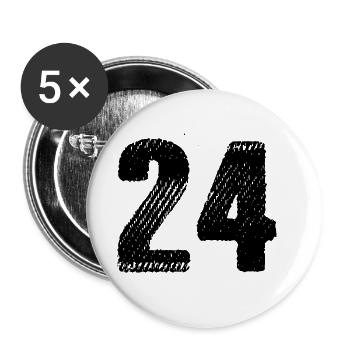 24 Zahl Trikot - Buttons groß 56 mm (5er Pack) - Weiß - Vorne