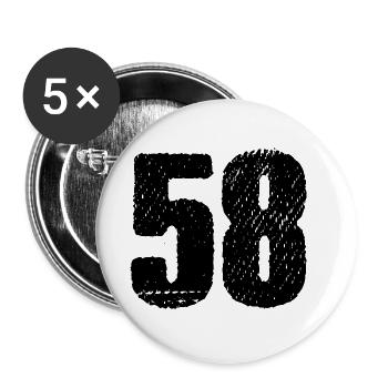 58 Zahl Trikot - Buttons groß 56 mm (5er Pack) - Weiß - Vorne