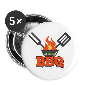 BBQ.. all year long! - Buttons groß 56 mm (5er Pack) - Weiß - Vorne