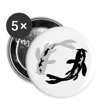 Nishikigoi Kreis Koi Design - Buttons groß 56 mm (5er Pack) - Weiß - Vorne