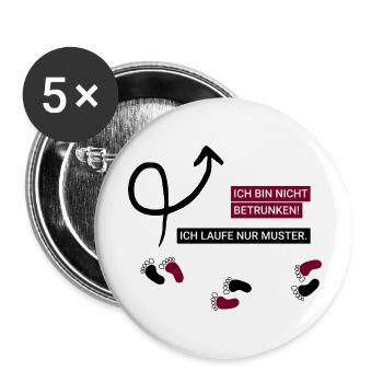 Lustiger Spruch: Ich laufe nur Muster. Party on! - Buttons groß 56 mm (5er Pack) - Weiß - Vorne
