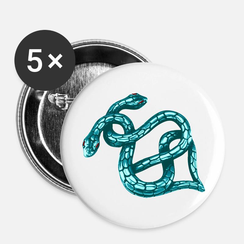 Snakes - Buttons large 2.2''/56 mm (5-pack) - white
