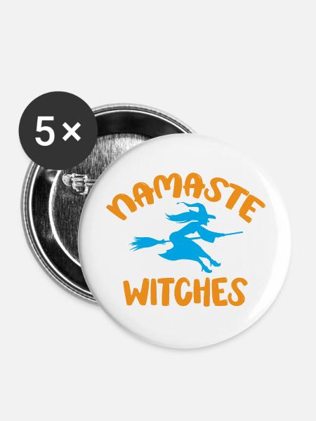 Namaste Hexen - Halloween - Buttons groß 56 mm (5er Pack) - Weiß