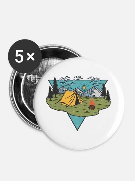 Lagerleben - Buttons groß 56 mm (5er Pack) - Weiß