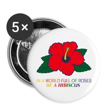 Hibiscus - Buttons groß 56 mm (5er Pack) - Weiß - Vorne