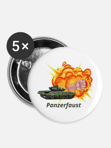 Panzerfaust - Buttons groß 56 mm (5er Pack) - Weiß