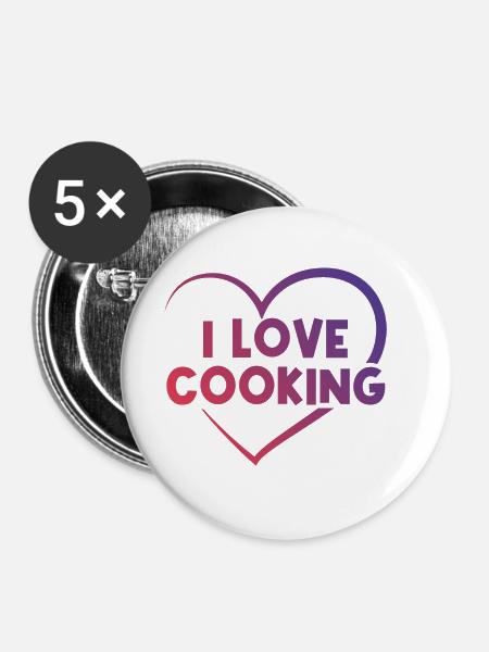 Ich liebe Kochen - Buttons groß 56 mm (5er Pack) - Weiß