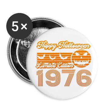 Halloween Kürbis Geburtstag Baujahr 1976 Vintage - Buttons groß 56 mm (5er Pack) - Weiß - Vorne