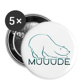 Müder Bär - türkis - Buttons groß 56 mm (5er Pack) - Weiß - Vorne