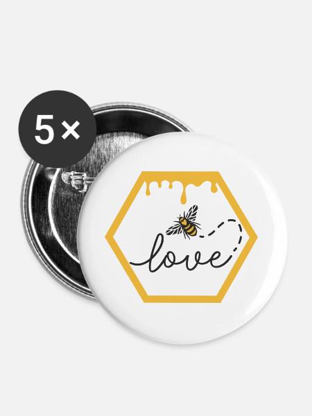 Liebe Honig - Buttons groß 56 mm (5er Pack) - Weiß