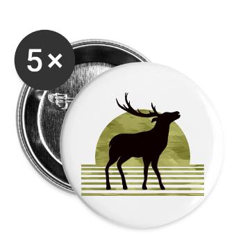 Hirsch - Buttons groß 56 mm (5er Pack) - Weiß - Vorne