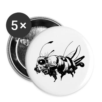 Cyber Bee - Buttons large 2.2''/56 mm (5-pack) - white - Front
