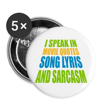 parler des paroles et du sarcasme - Lot de 5 grands badges (56 mm) - blanc - Devant