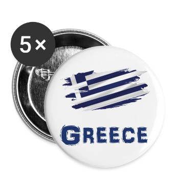 Flagge Patriot Geschenk Land Fahne Griechenland - Buttons groß 56 mm (5er Pack) - Weiß - Vorne