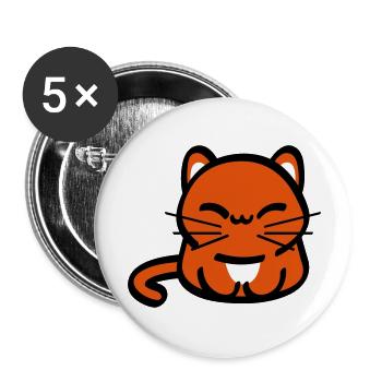Schmunzel Katze - Buttons groß 56 mm (5er Pack) - Weiß - Vorne
