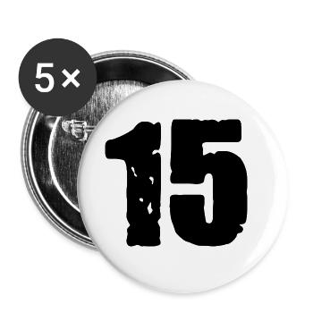 15 Zahl Trikot - Buttons groß 56 mm (5er Pack) - Weiß - Vorne