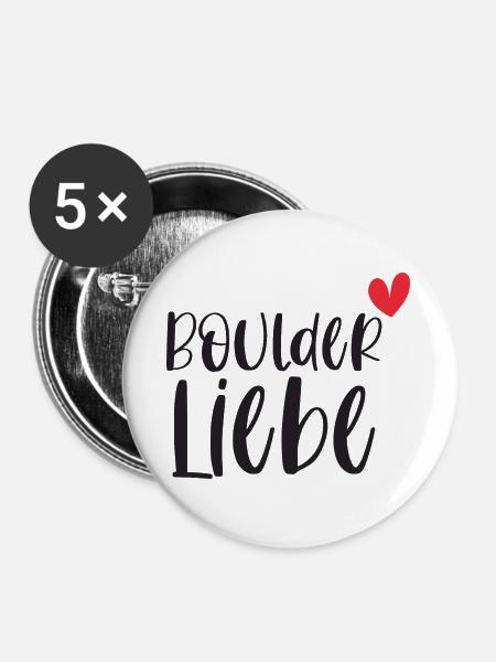 Bouldern Boulderliebe Berge Klettern Geschenk - Buttons groß 56 mm (5er Pack) - Weiß