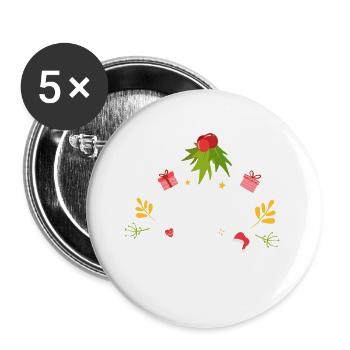 Merry Christmas - Lot de 5 grands badges (56 mm) - blanc - Devant