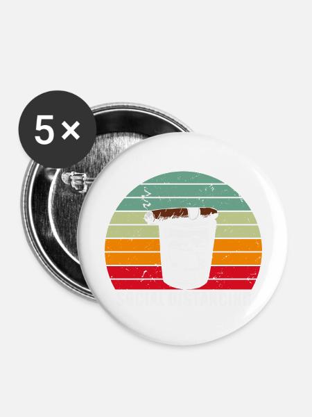 Social Distancing - Passionszigarre - Buttons groß 56 mm (5er Pack) - Weiß