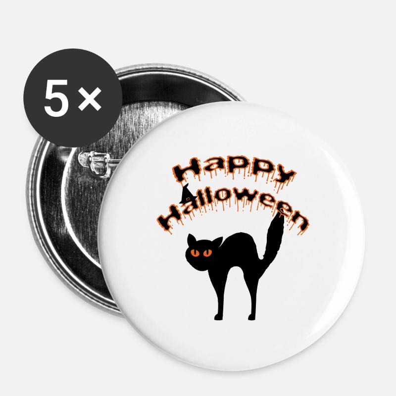 Happy Halloween - Buttons large 2.2''/56 mm (5-pack) - white