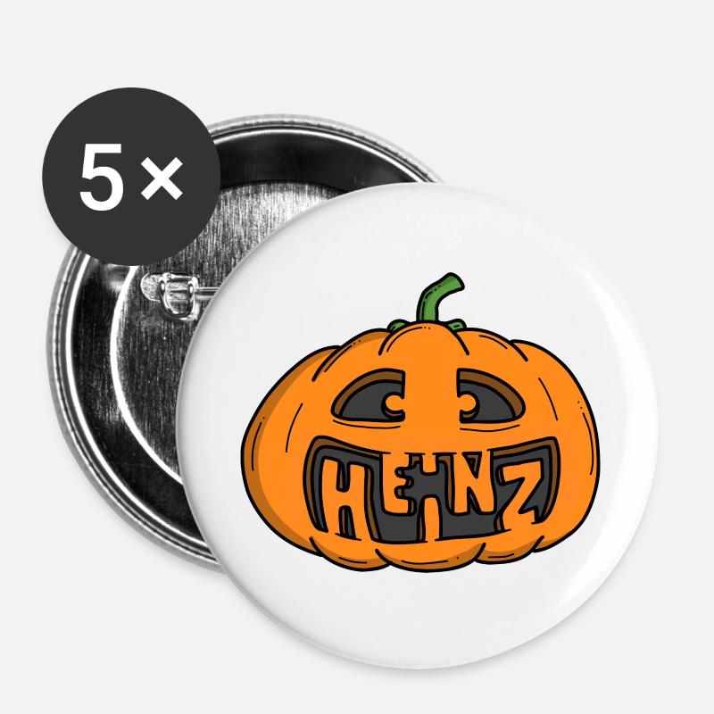 Heinz Halloween Pumpkin - Buttons large 2.2''/56 mm (5-pack) - white