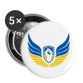 Ukraine Logo - Buttons large 2.2''/56 mm (5-pack) - white - Front