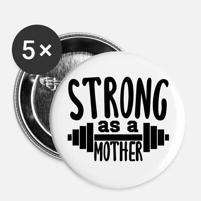 Strong as a mother - Buttons large 2.2''/56 mm (5-pack) - white
