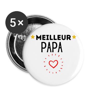 Meilleur PAPA - Lot de 5 grands badges (56 mm) - blanc - Devant