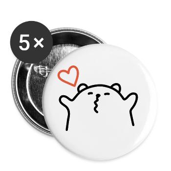 Kuschelbär Teddy Bär Liebe Herz Umarmung - Buttons groß 56 mm (5er Pack) - Weiß - Vorne