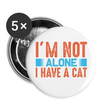 Katze Liebe Love Tier Geschenk Cats Single Tshirt - Buttons groß 56 mm (5er Pack) - Weiß - Vorne