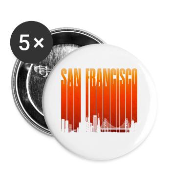 Pente de la skyline de San Francisco - Lot de 5 grands badges (56 mm) - blanc - Devant