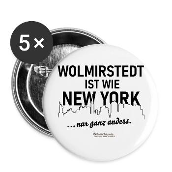 Wolmirstedt ist wie New York - Buttons groß 56 mm (5er Pack) - Weiß - Vorne