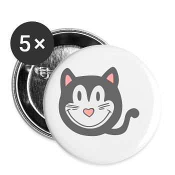 Katze, meow 2 - Buttons groß 56 mm (5er Pack) - Weiß - Vorne