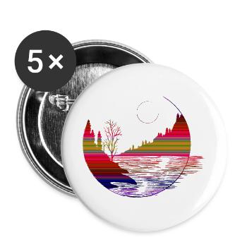 Paysages de forme géométrique - Lot de 5 grands badges (56 mm) - blanc - Devant